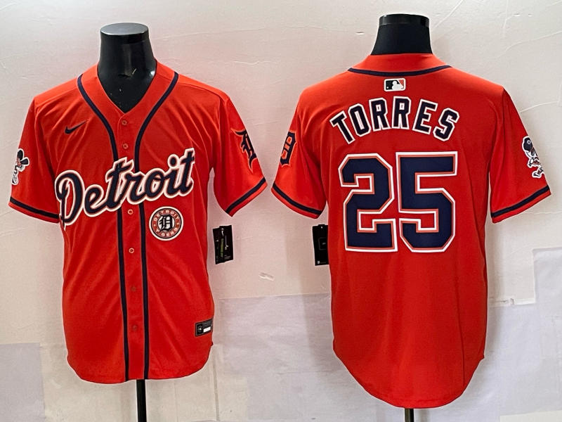 Men 2025 Detroit Tigers #25 Torres orange Game Nike MLB Jersey 04